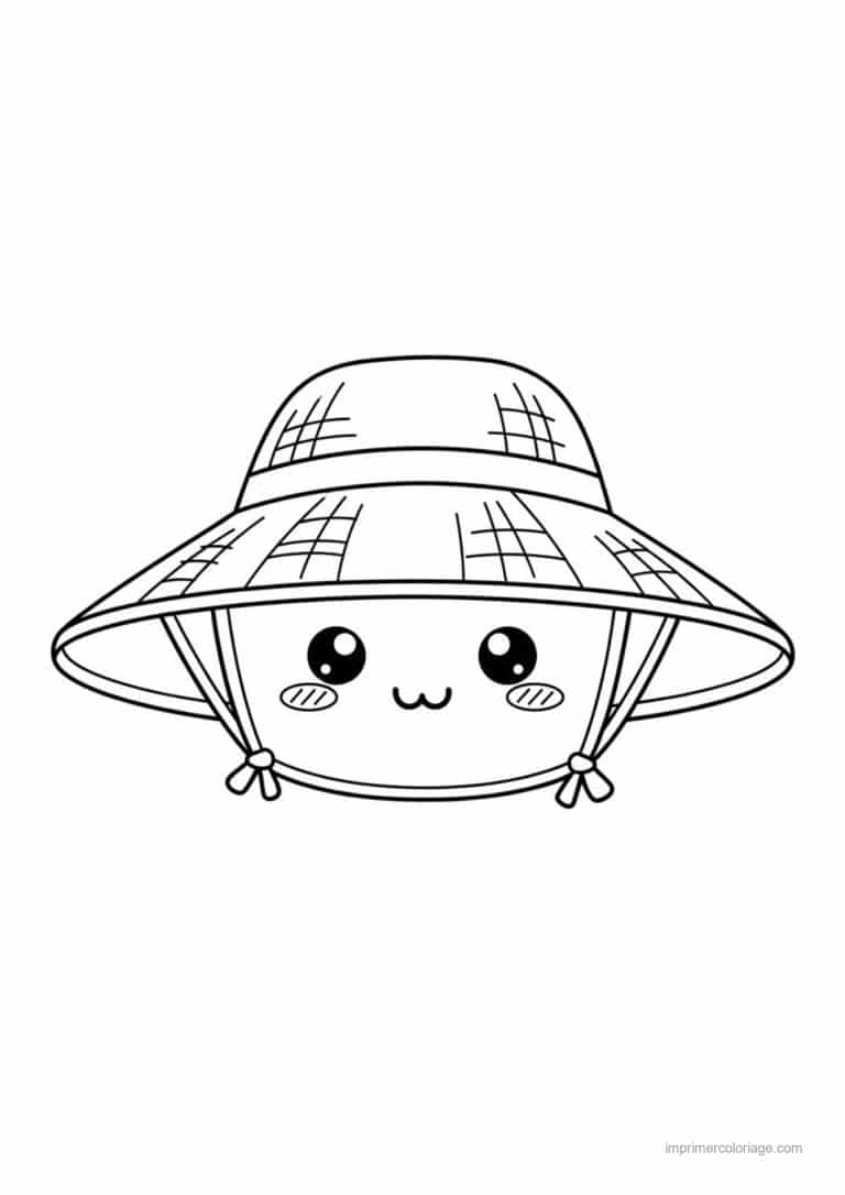 coloriage chapeau chinois - dessin gratuit &agrave; imprimer