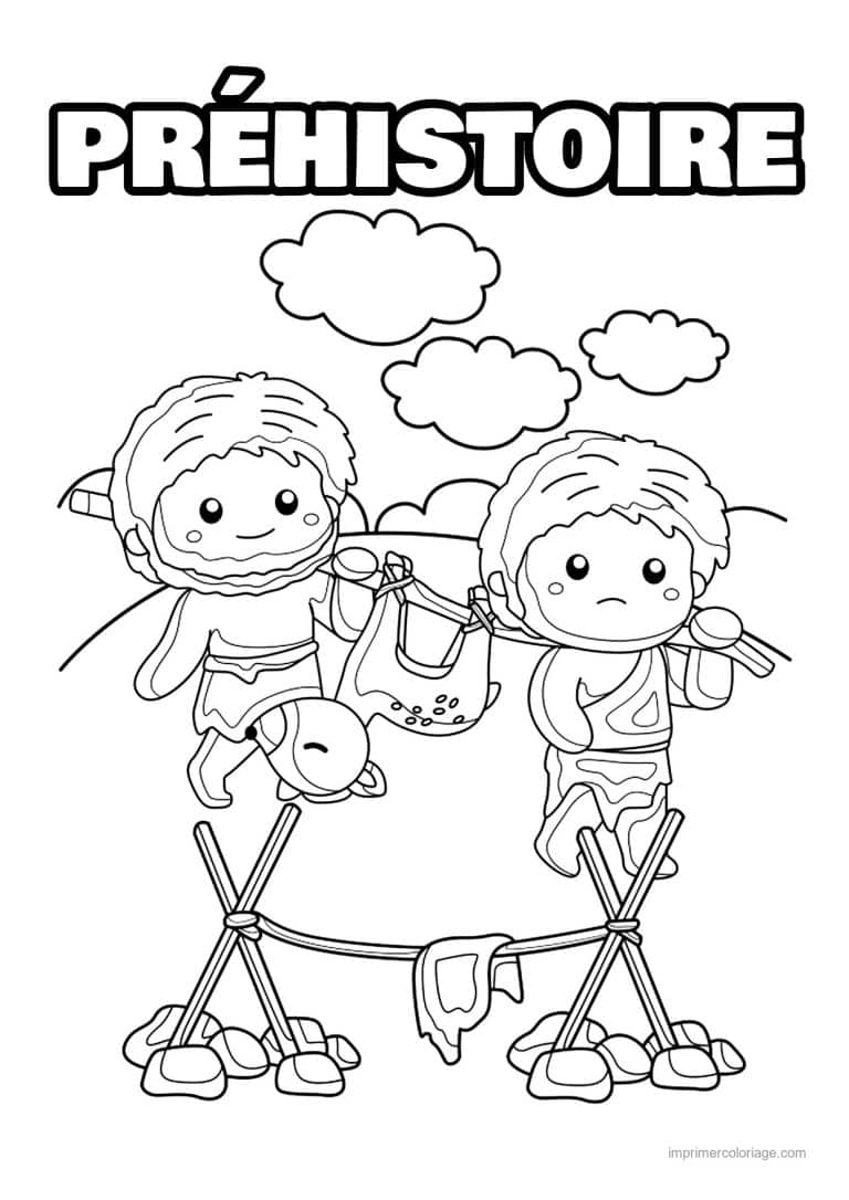 coloriage chasseurs prehistoriques - dessin gratuit &agrave; imprimer