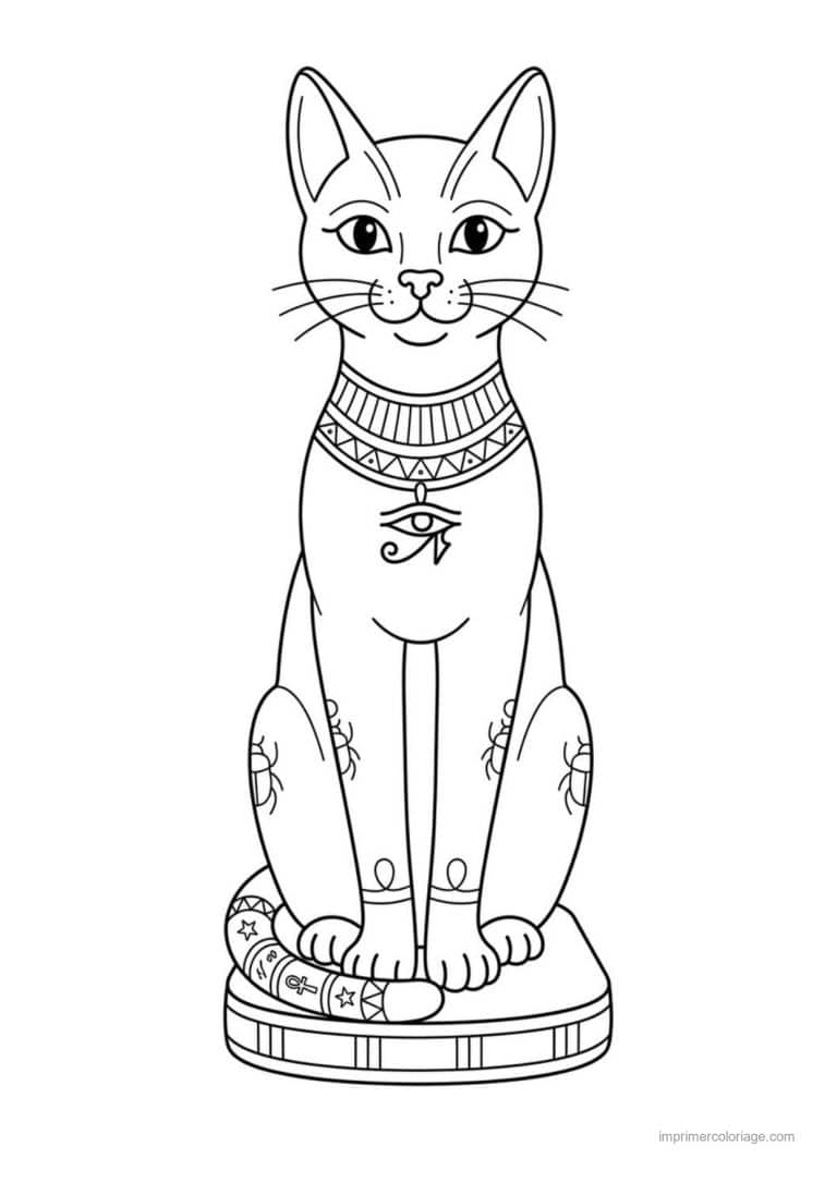 coloriage chat egyptien - dessin gratuit &agrave; imprimer