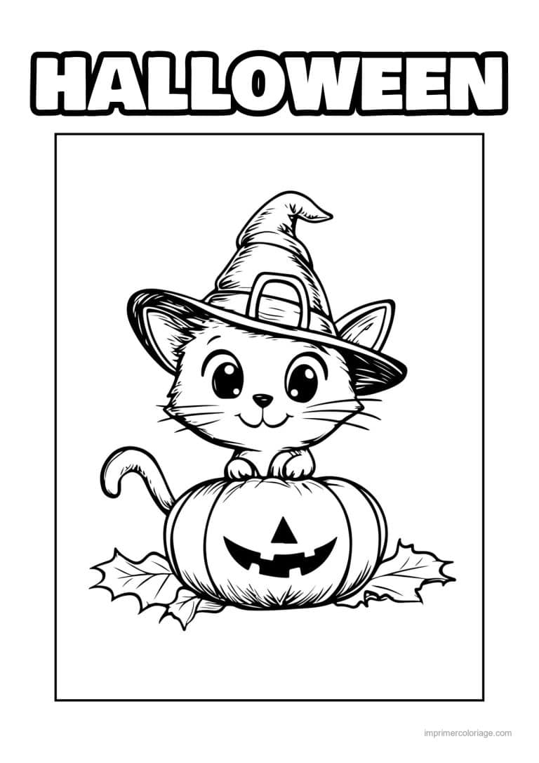 coloriage chat halloween 04 - dessin gratuit &agrave; imprimer