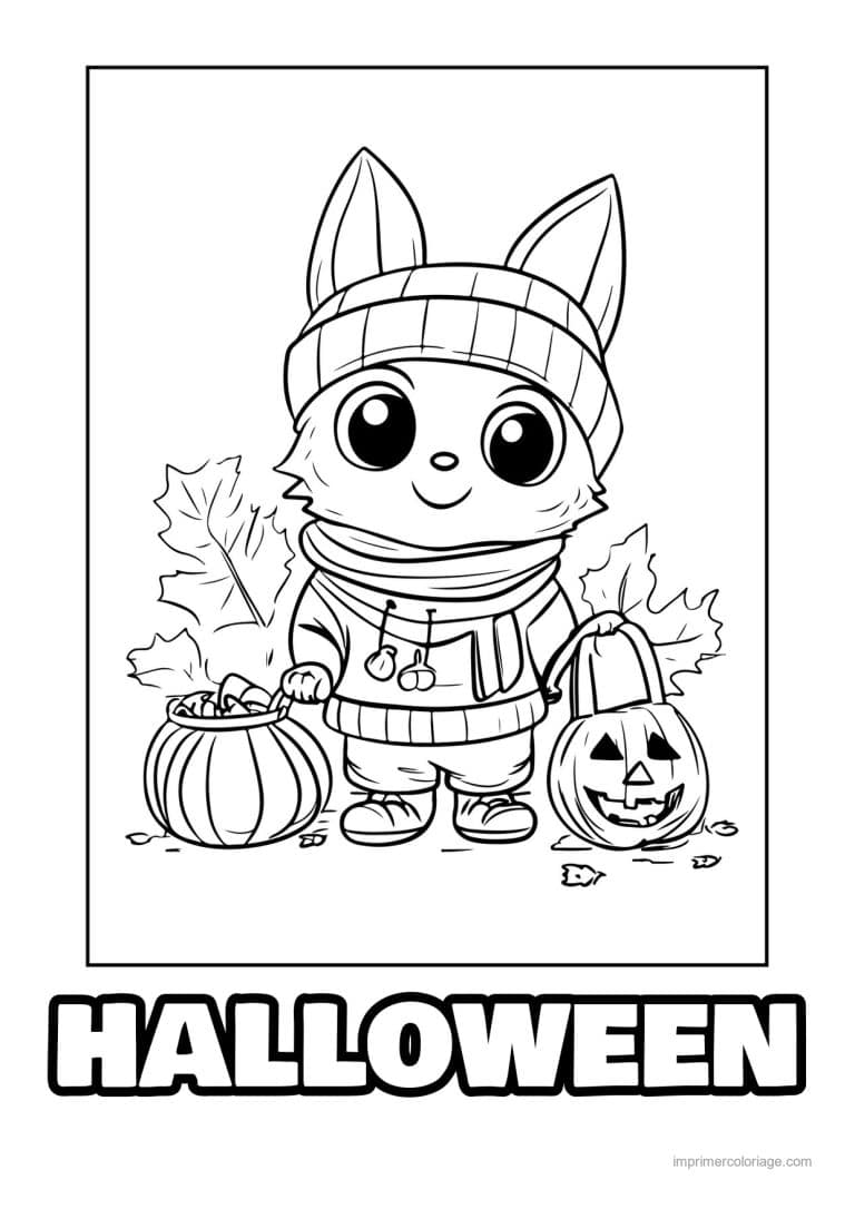 coloriage chat halloween 05 - dessin gratuit &agrave; imprimer