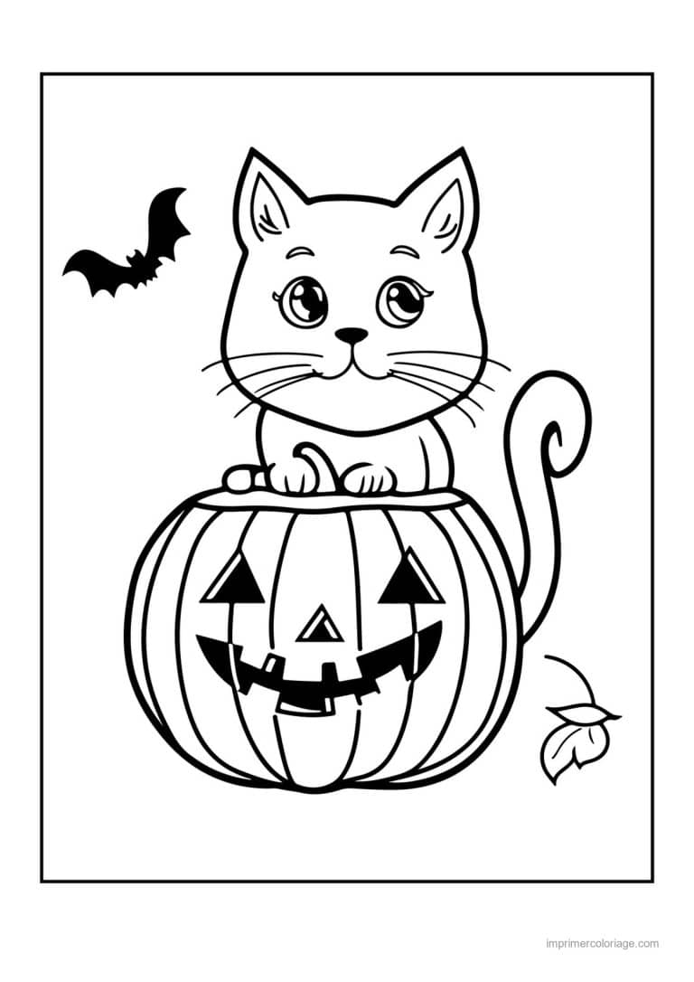 coloriage chat halloween 06 - dessin gratuit &agrave; imprimer