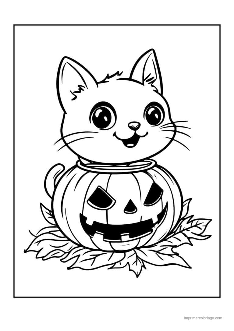 coloriage chat halloween 07 - dessin gratuit &agrave; imprimer