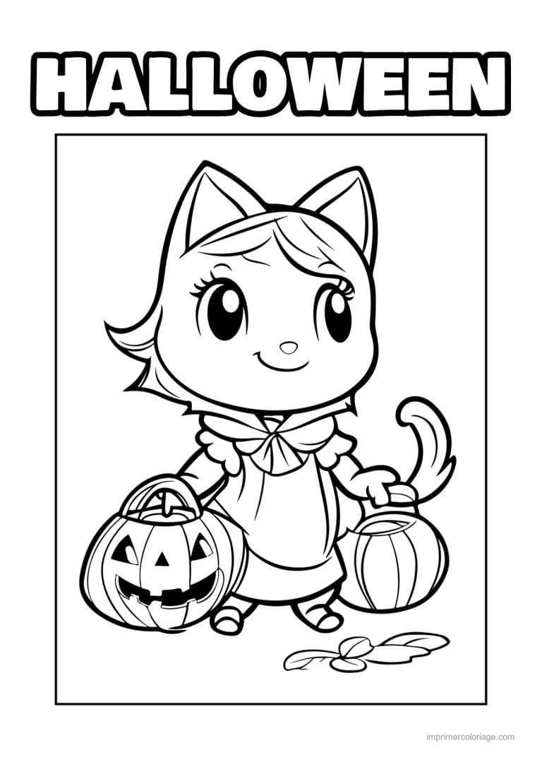 coloriage chat halloween 08 - dessin gratuit &agrave; imprimer