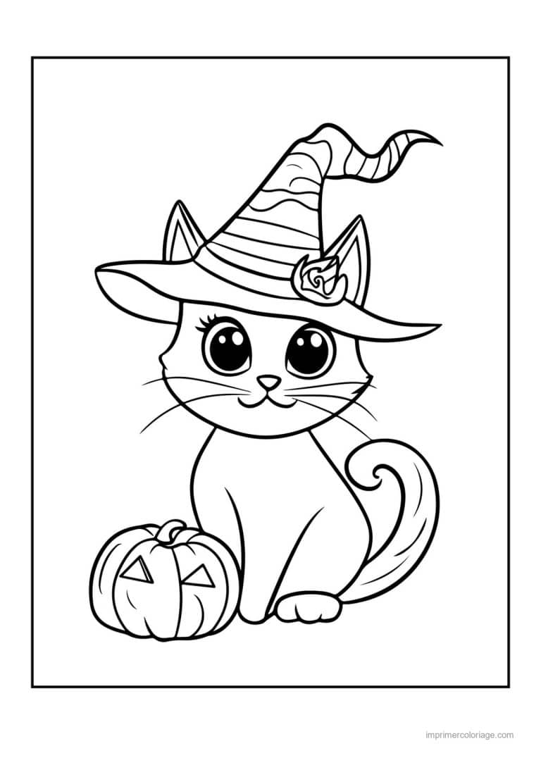 coloriage chat halloween 09 - dessin gratuit &agrave; imprimer