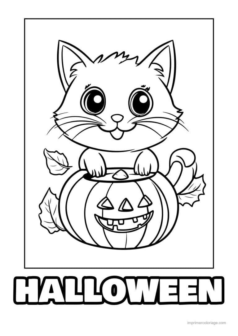 coloriage chat halloween - dessin gratuit &agrave; imprimer