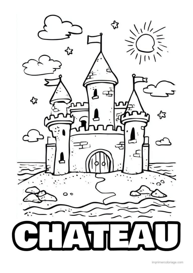 coloriage chateau chateau de sable 01 - dessin gratuit &agrave; imprimer