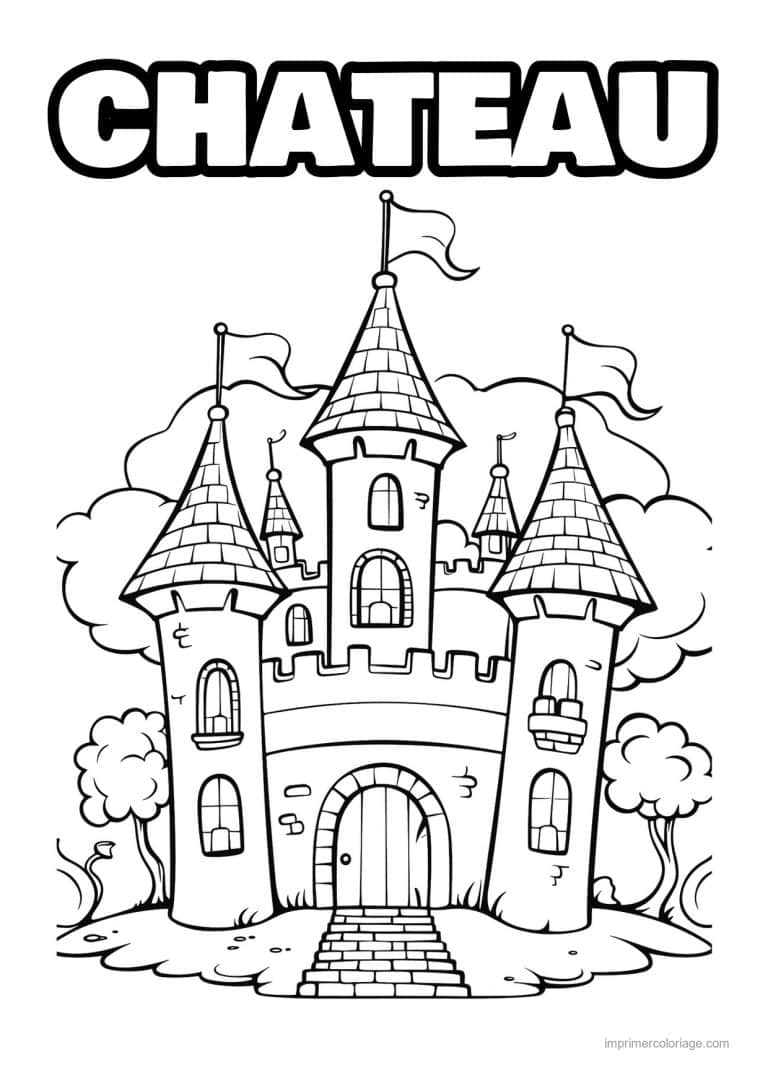 coloriage chateau chateau fort 01 - dessin gratuit &agrave; imprimer