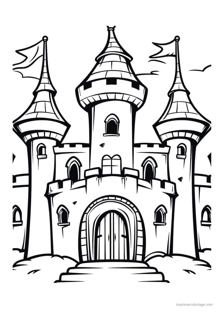coloriage chateau chateau fort 03 - dessin gratuit &agrave; imprimer