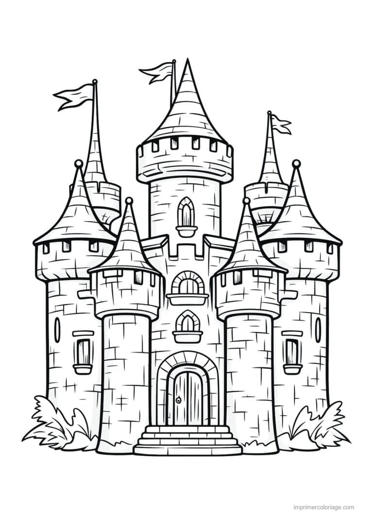 coloriage chateau chateau fort 04 - dessin gratuit &agrave; imprimer