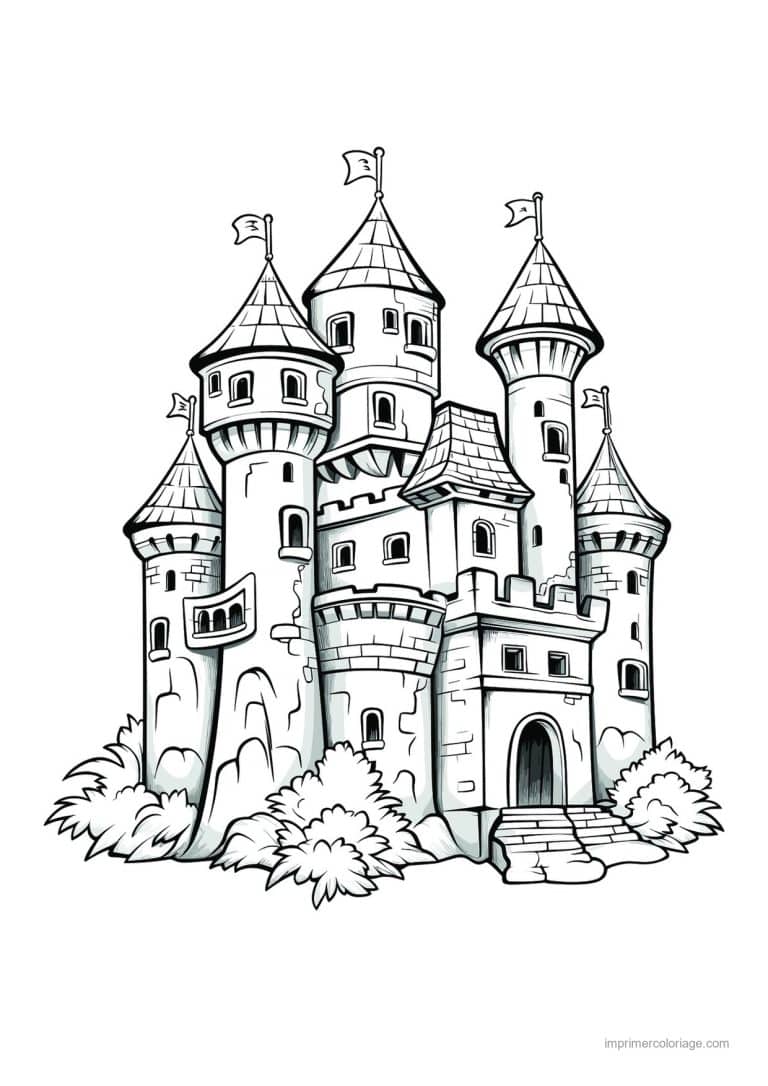 coloriage chateau chateau fort 06 - dessin gratuit &agrave; imprimer