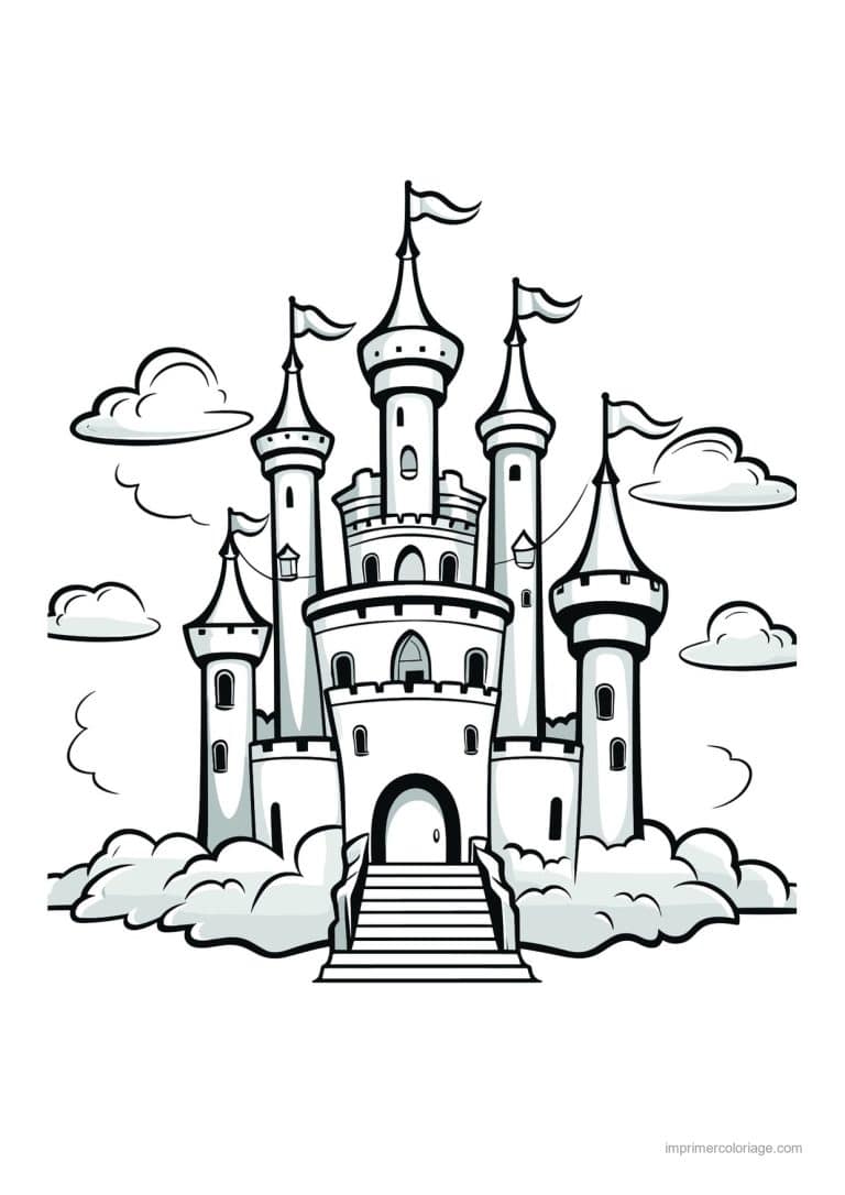 coloriage chateau chateau fort 09 - dessin gratuit &agrave; imprimer