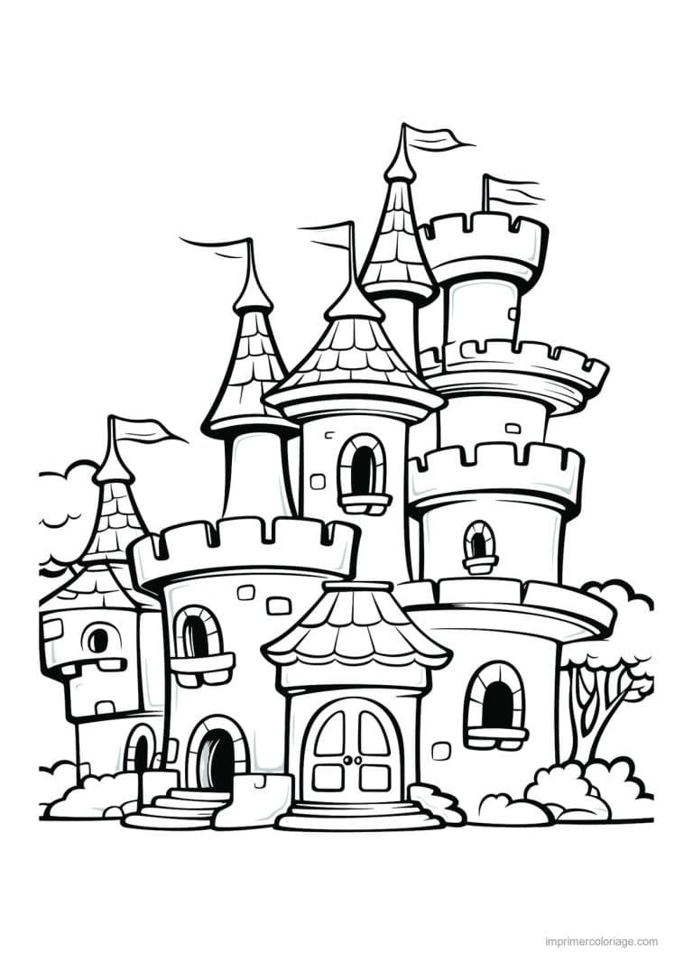 coloriage chateau chateau fort 10 - dessin gratuit &agrave; imprimer