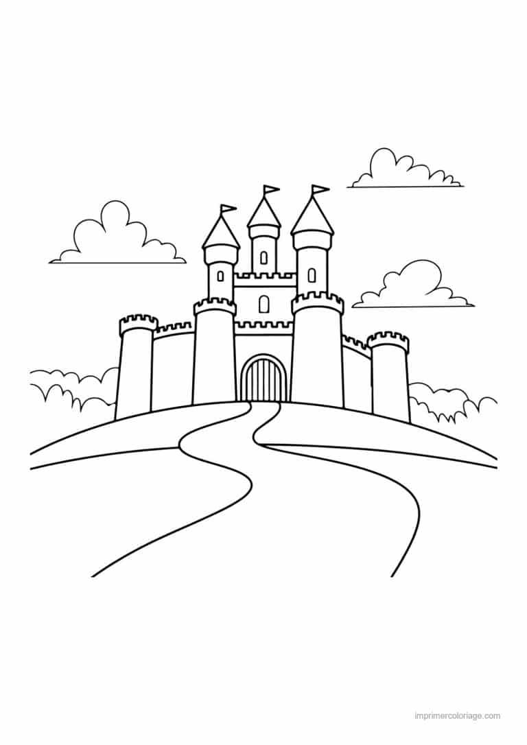 coloriage chateau chateau medieval 01 - dessin gratuit &agrave; imprimer
