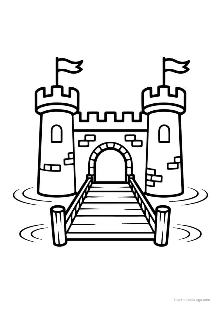 coloriage chateau chateau medieval 02 - dessin gratuit &agrave; imprimer