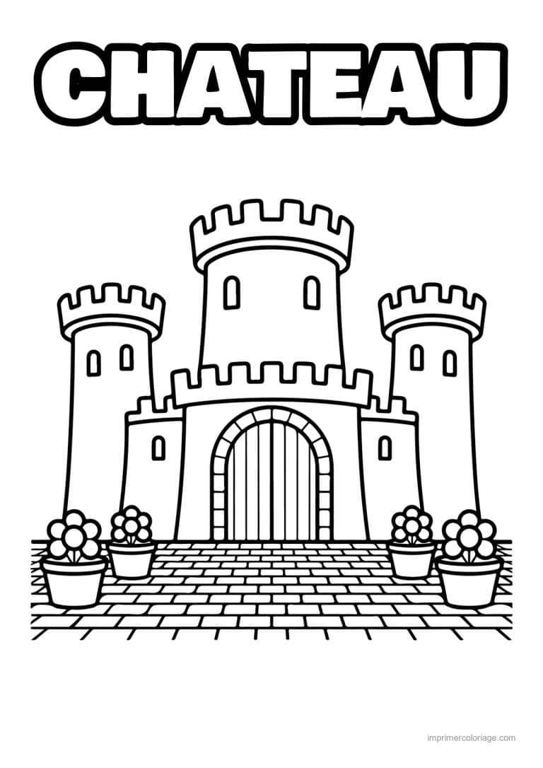 coloriage chateau chateau medieval 04 - dessin gratuit &agrave; imprimer