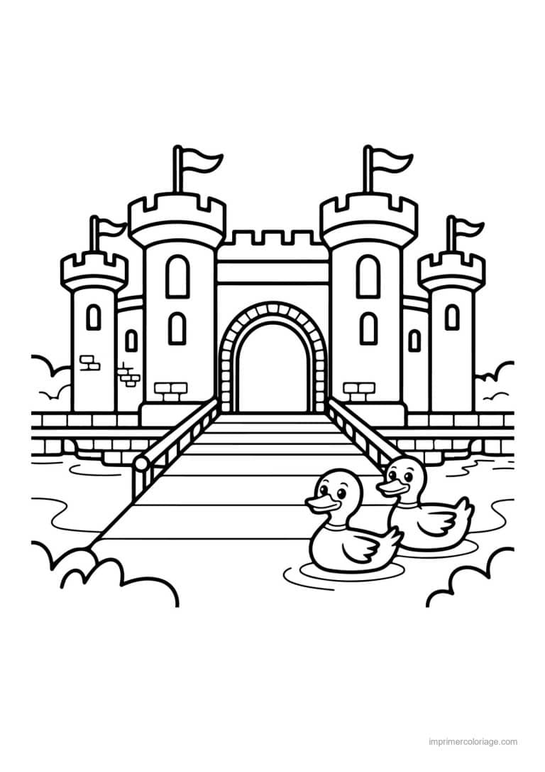 coloriage chateau chateau medieval 05 - dessin gratuit &agrave; imprimer