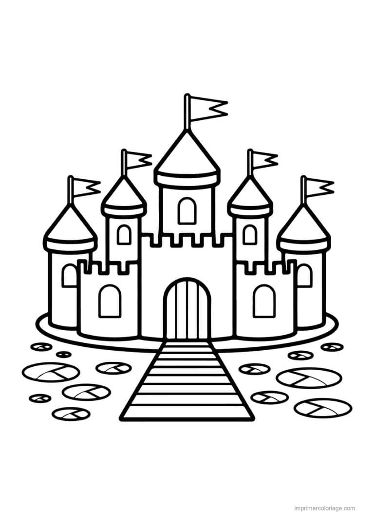 coloriage chateau chateau medieval 06 - dessin gratuit &agrave; imprimer