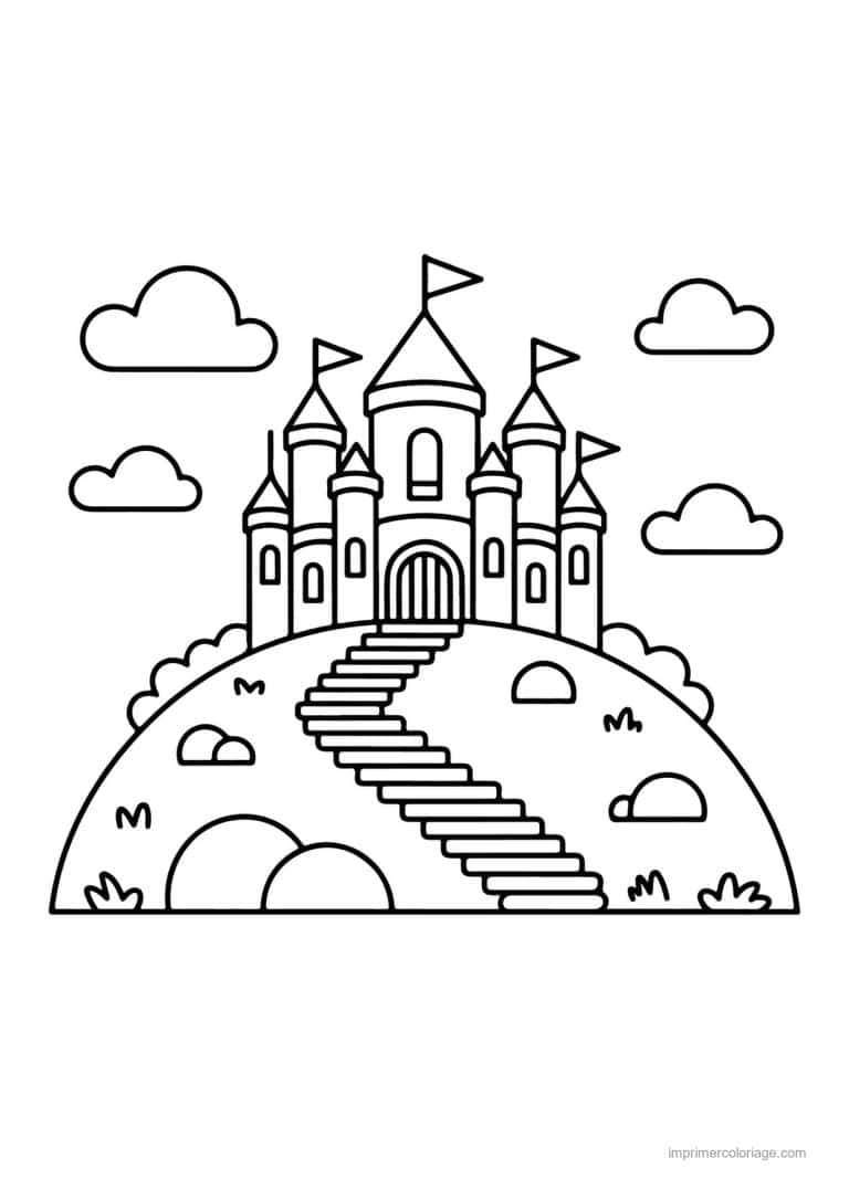 coloriage chateau chateau medieval 07 - dessin gratuit &agrave; imprimer