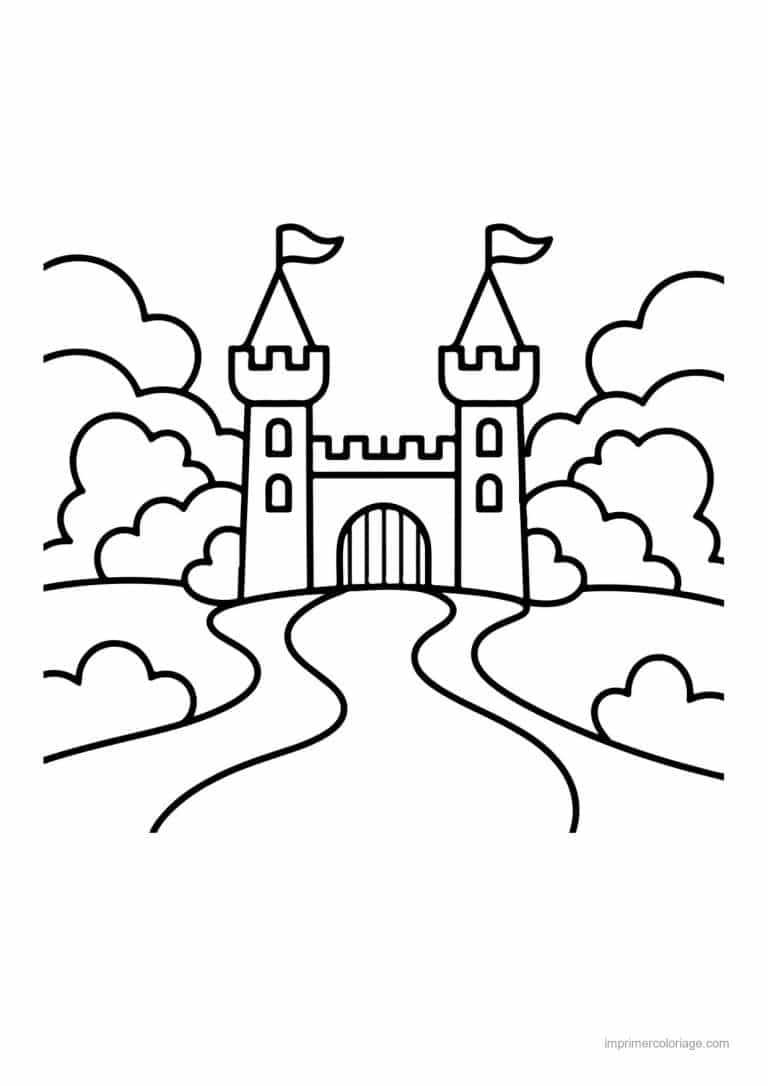 coloriage chateau chateau medieval 08 - dessin gratuit &agrave; imprimer