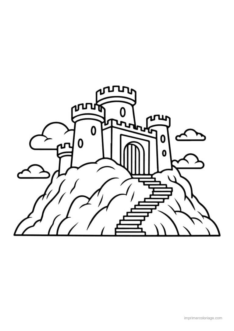 coloriage chateau chateau medieval 09 - dessin gratuit &agrave; imprimer