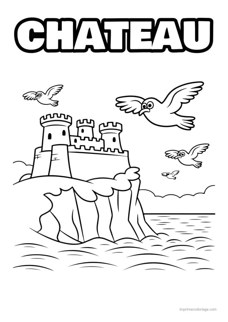 coloriage chateau chateau medieval 10 - dessin gratuit &agrave; imprimer
