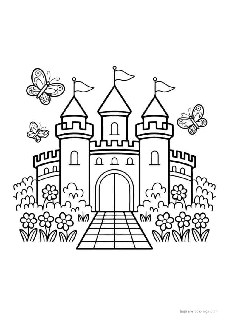 coloriage chateau chateau medieval 11 - dessin gratuit &agrave; imprimer