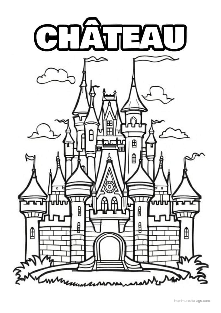 coloriage chateau de princesse 01 - dessin gratuit &agrave; imprimer