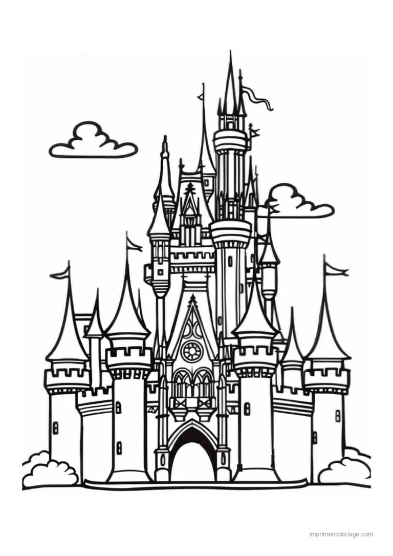 coloriage chateau de princesse 03 - dessin gratuit &agrave; imprimer