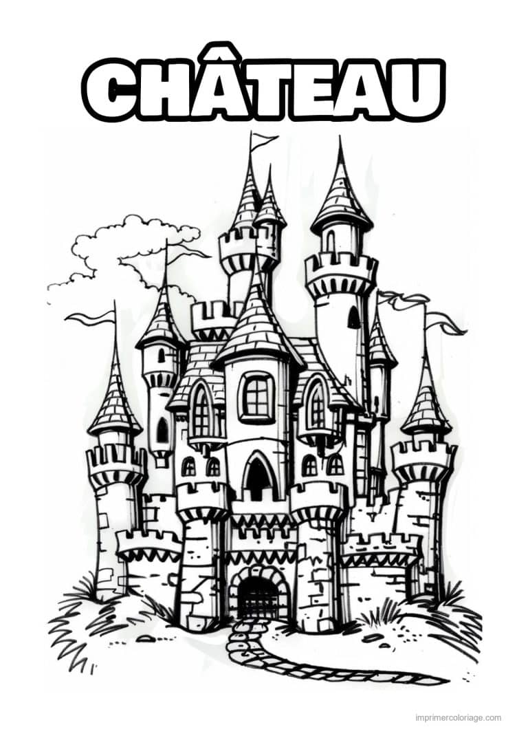 coloriage chateau de princesse 04 - dessin gratuit &agrave; imprimer