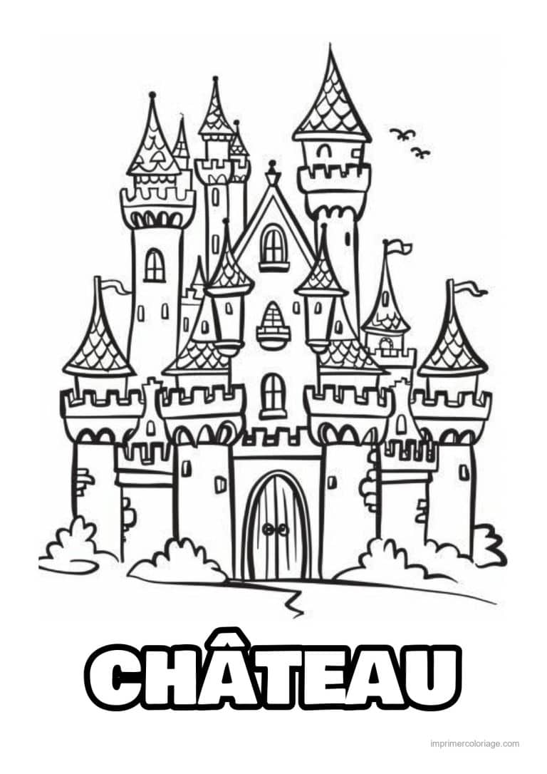 coloriage chateau de princesse 05 - dessin gratuit &agrave; imprimer