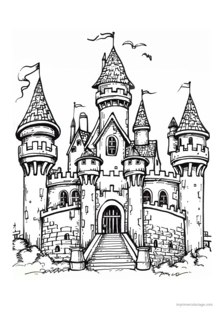 coloriage chateau de princesse 07 - dessin gratuit &agrave; imprimer