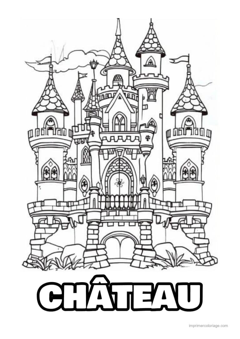 coloriage chateau de princesse 09 - dessin gratuit &agrave; imprimer