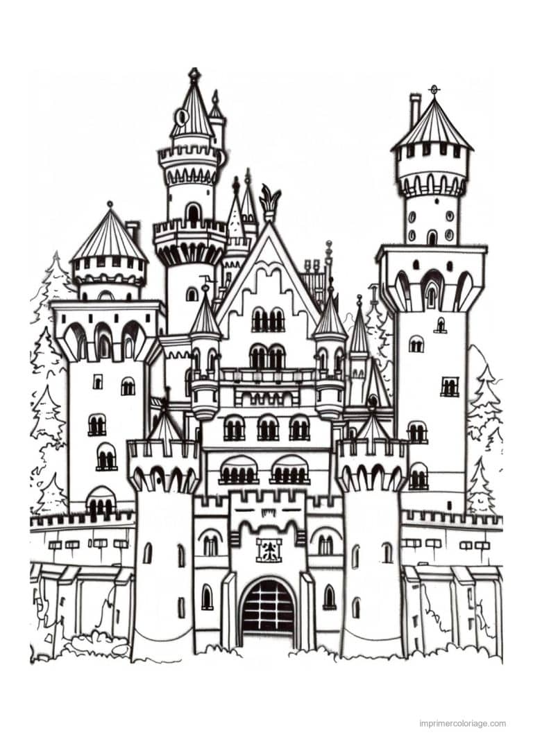coloriage chateau de princesse 11 - dessin gratuit &agrave; imprimer