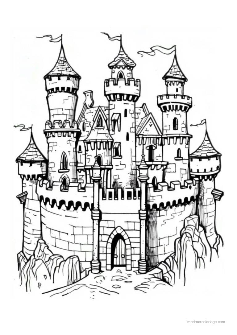 coloriage chateau de princesse 13 - dessin gratuit &agrave; imprimer