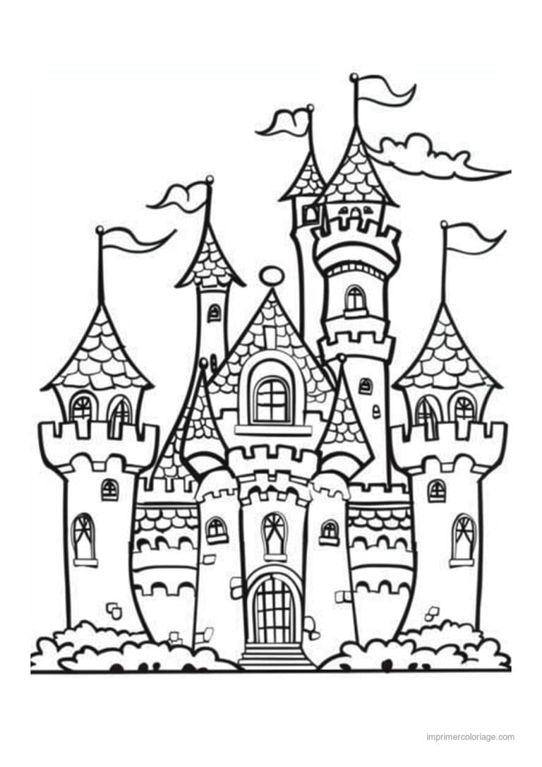 coloriage chateau de princesse 15 - dessin gratuit &agrave; imprimer