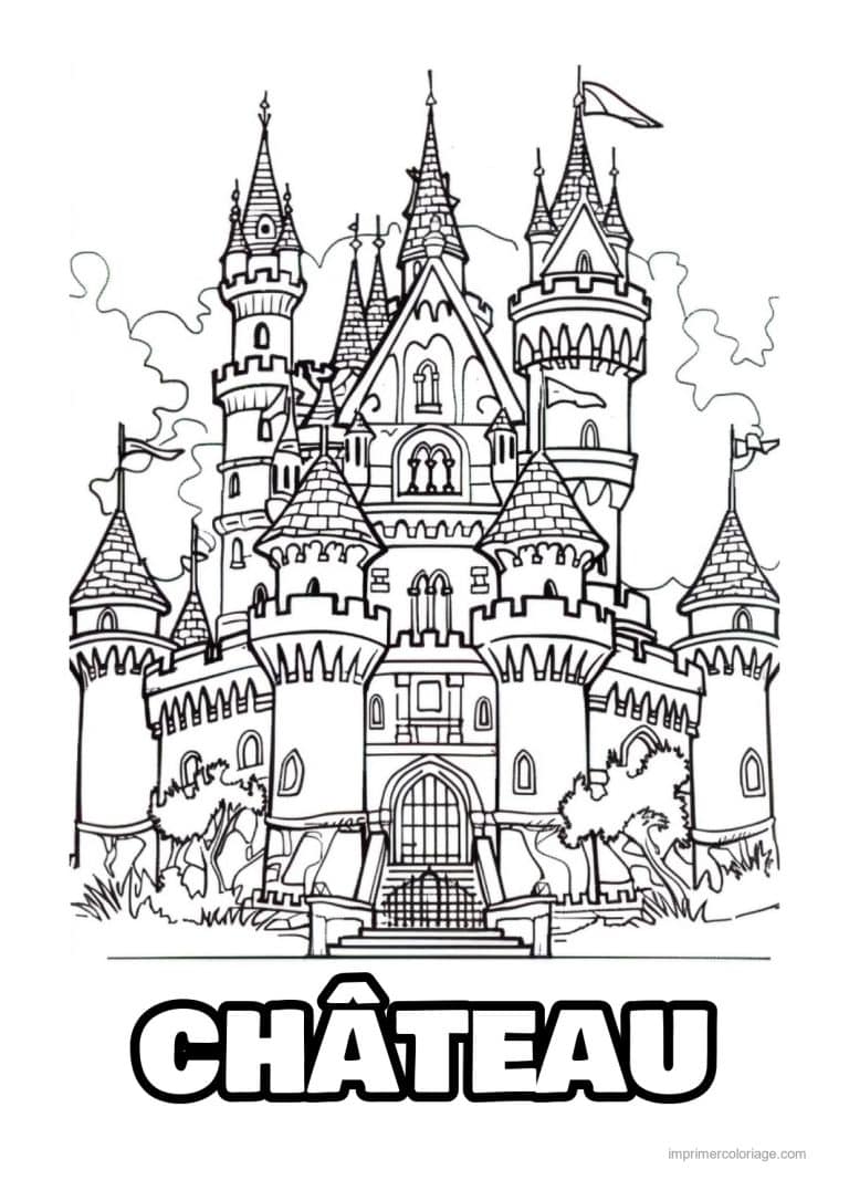 coloriage chateau de princesse 16 - dessin gratuit &agrave; imprimer