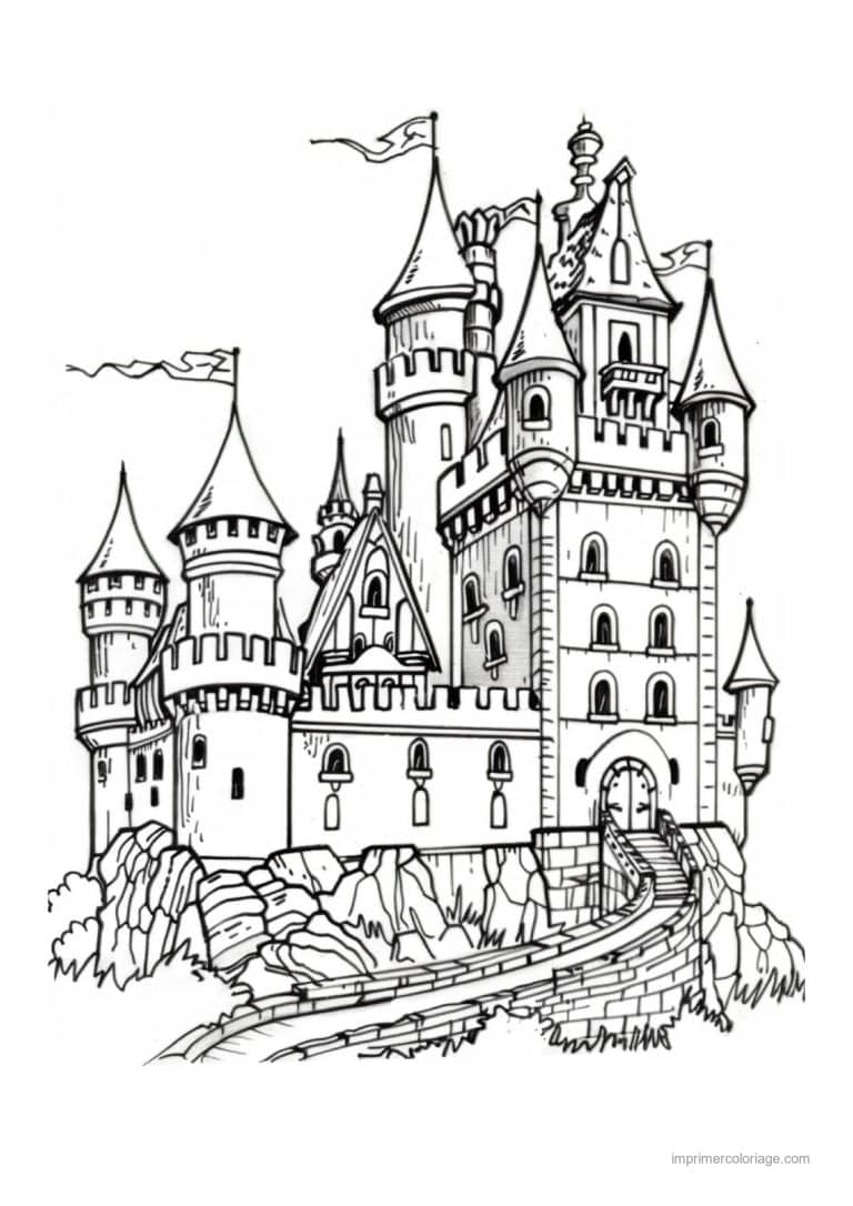 coloriage chateau de princesse 17 - dessin gratuit &agrave; imprimer