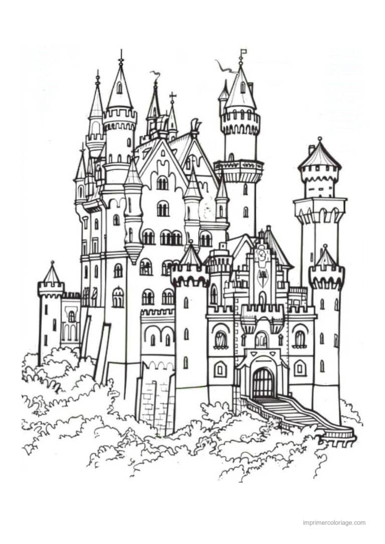 coloriage chateau de princesse 18 - dessin gratuit &agrave; imprimer