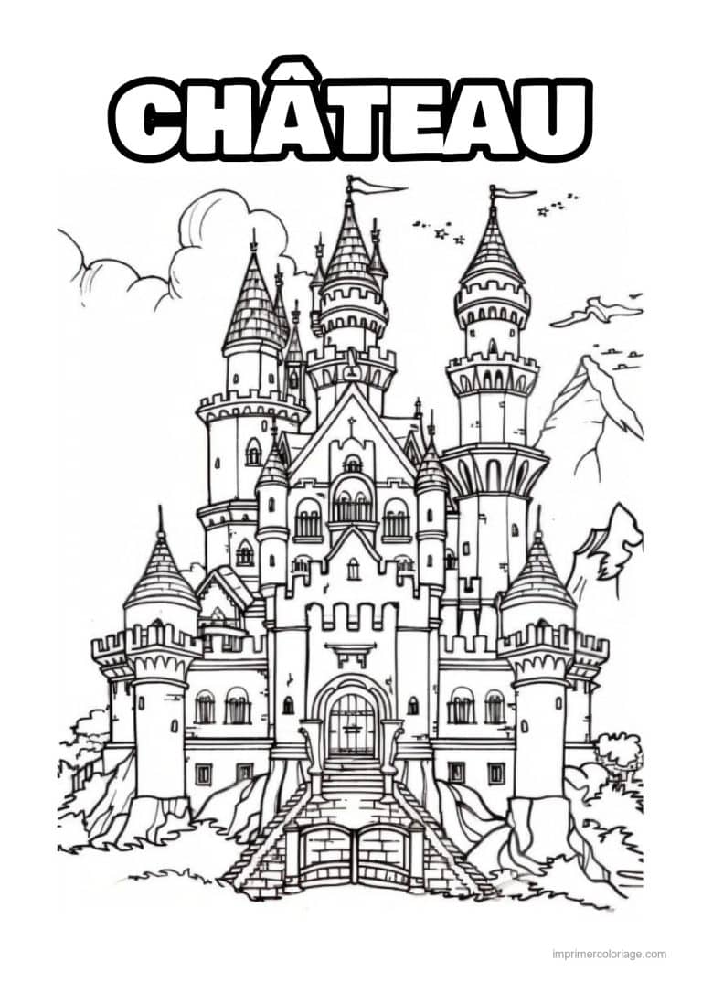 coloriage chateau de princesse 19 - dessin gratuit &agrave; imprimer