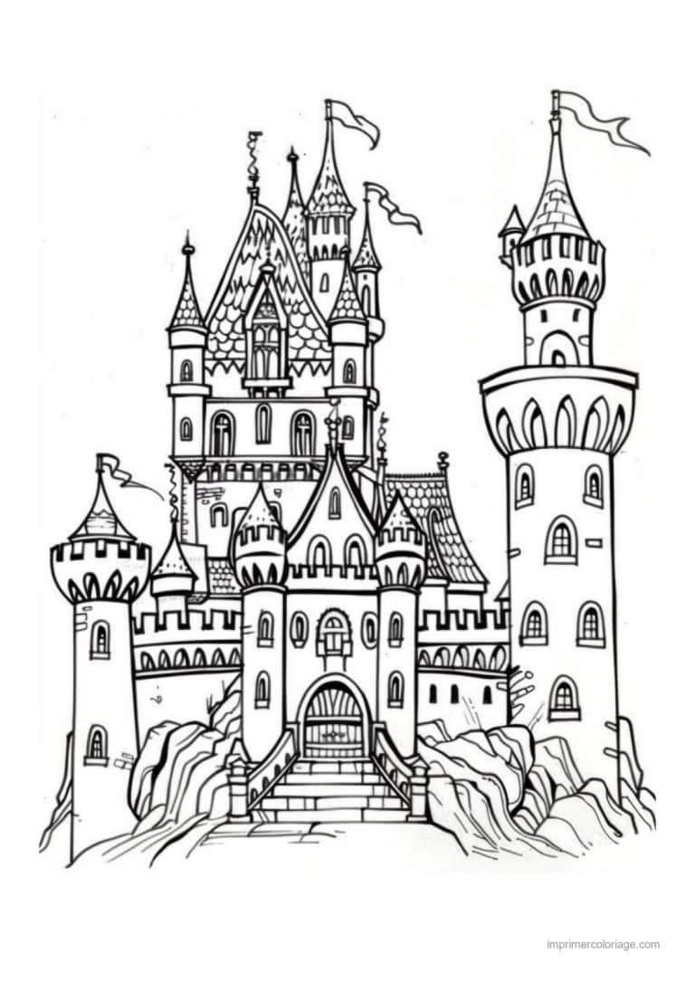 coloriage chateau de princesse 20 - dessin gratuit &agrave; imprimer