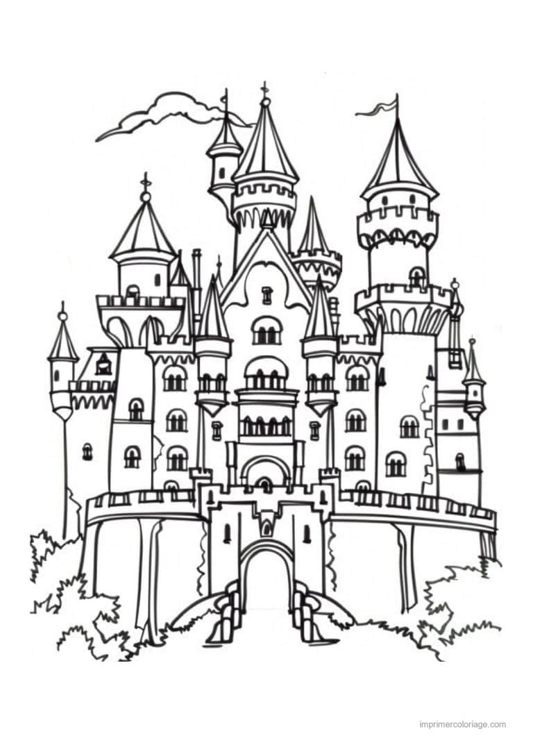 coloriage chateau de princesse 21 - dessin gratuit &agrave; imprimer