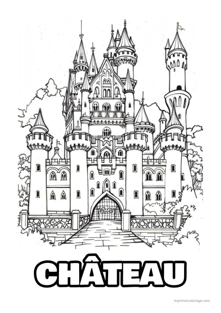 coloriage chateau de princesse 22 - dessin gratuit &agrave; imprimer