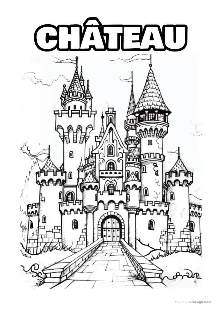 coloriage chateau de princesse 25 - dessin gratuit &agrave; imprimer