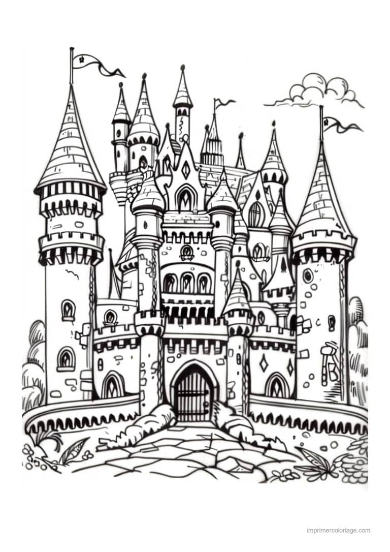 coloriage chateau de princesse 26 - dessin gratuit &agrave; imprimer
