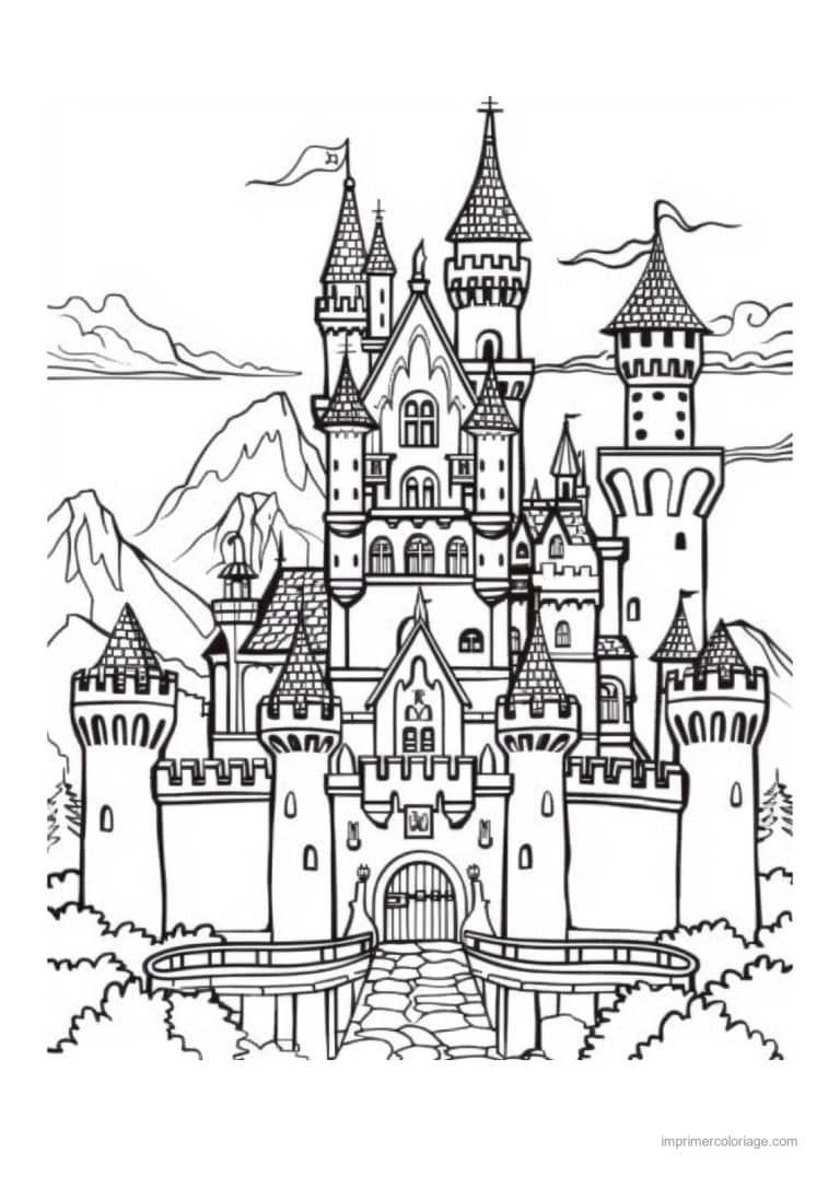 coloriage chateau de princesse 27 - dessin gratuit &agrave; imprimer