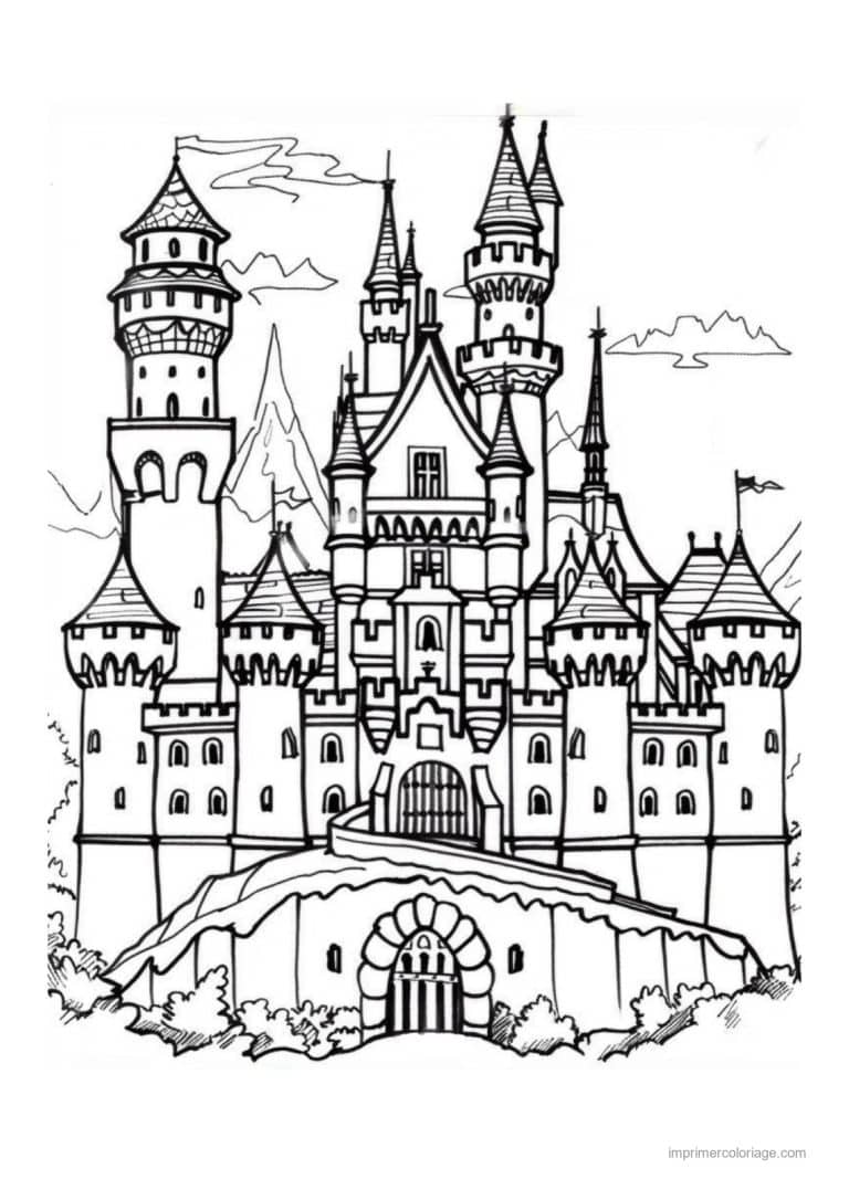 coloriage chateau de princesse 29 - dessin gratuit &agrave; imprimer