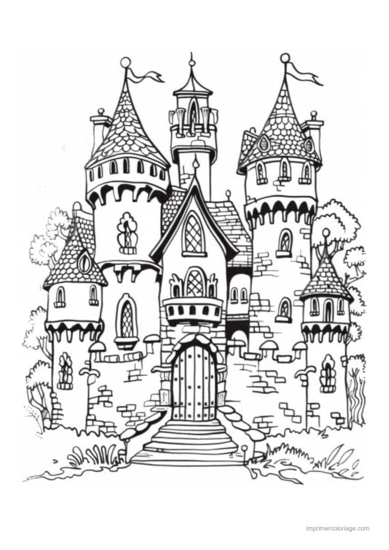 coloriage chateau de princesse 30 - dessin gratuit &agrave; imprimer