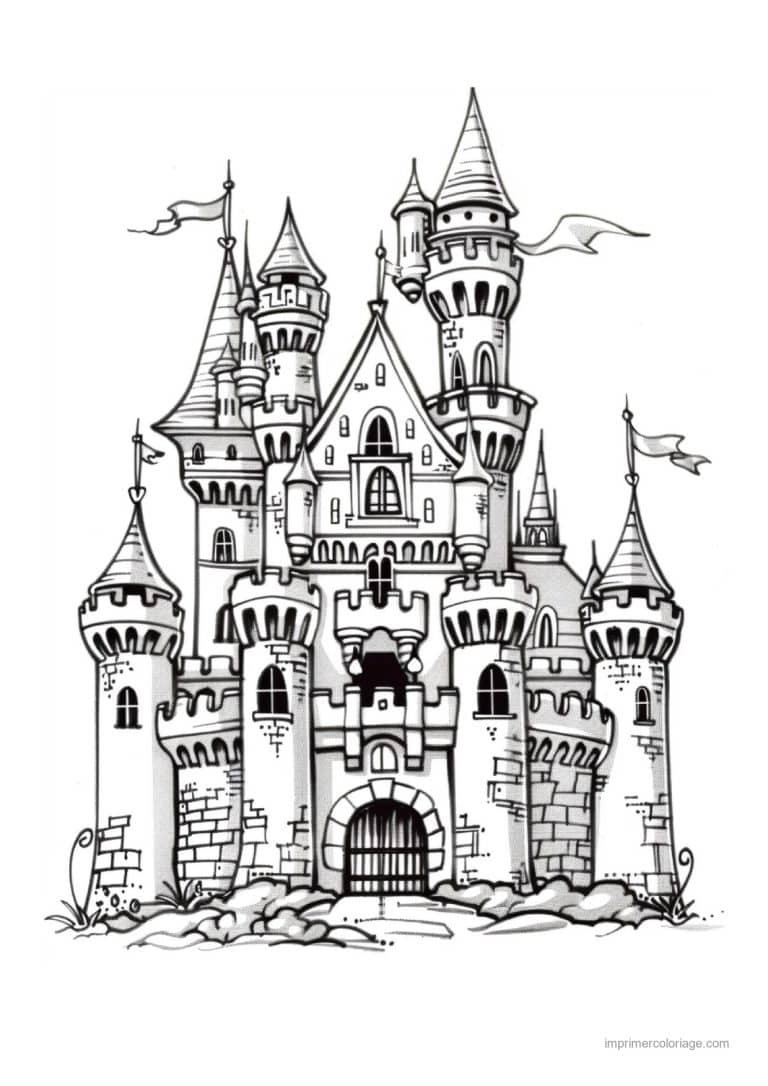 coloriage chateau de princesse 32 - dessin gratuit &agrave; imprimer
