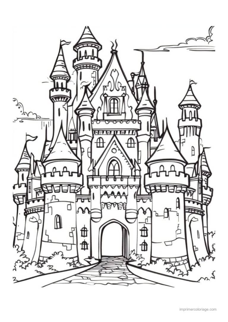 coloriage chateau de princesse 33 - dessin gratuit &agrave; imprimer